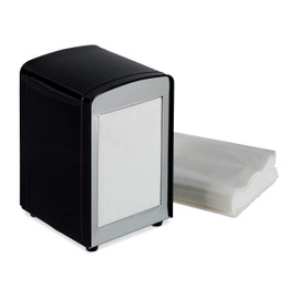 Relaxdays Napkin Dispenser Retro Metal Small Napkin Holder for Ice Cream Parlor, Café, Bistro, HBT: 15 x 9.5 x 11, Black