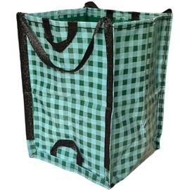 DURASACK Heavy Duty Home and Yard Bags 48-Gallon Reusable Self-Standing Lawn and Leaf Bags Garbage Can with Reinforced Handles, Gingham Green