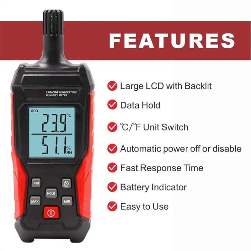 Handheld Hygrometer Temperature Humidity Meter, Digital Thermometer with Humidity Sensor