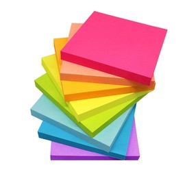 Notas Adhesivas de 3x3 Pulgadas, Blocs Autoadhesivos de Colores Brillantes, Fáciles de Pegar para Casa, Oficina, Cuaderno, 100 Hojas/Bloc