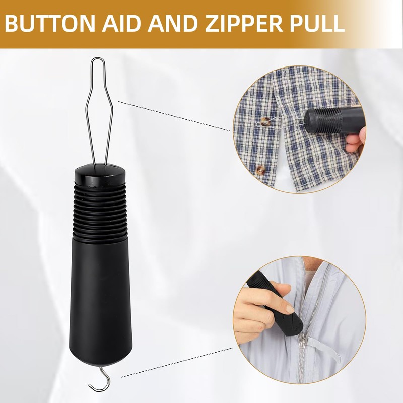2 Pieces Button Hook，Zip Puller Aid One Hand Buttons Aids