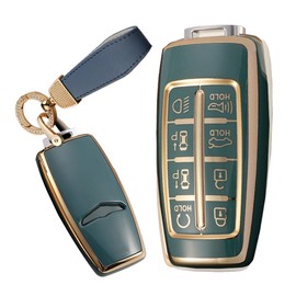 TECART Key Case Cover Fit for Genesis GV80 GV90 G70 Soft TPU Key Fob Keyshell Keychain Accessories Protector 8 Button Grey