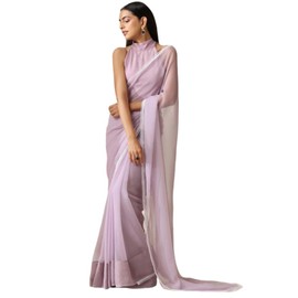 BE4ME.COM Alia Bhatt Celebrity Inspired Soft Satin Silk Saree, Floral Printed Partywear Bollywood Sari (Chiffon Lavender)