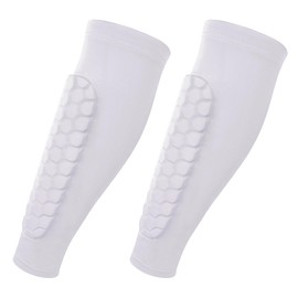 Shin Pads,Football Guards Soccer Hockey Soft Honeycomb Sleeves Adult White
