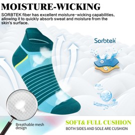 Compression Sport Running Socks For Women Men Seamless Cushion Ankle Socks Plantar Fasciitis Neuropathy Socks 3 Pairs (S, Dark Blue)