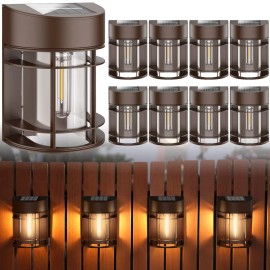 Doeslag Fence Lights, 8 Pack Deck Light Waterproof Solar Outdoor Lights for Garden Post