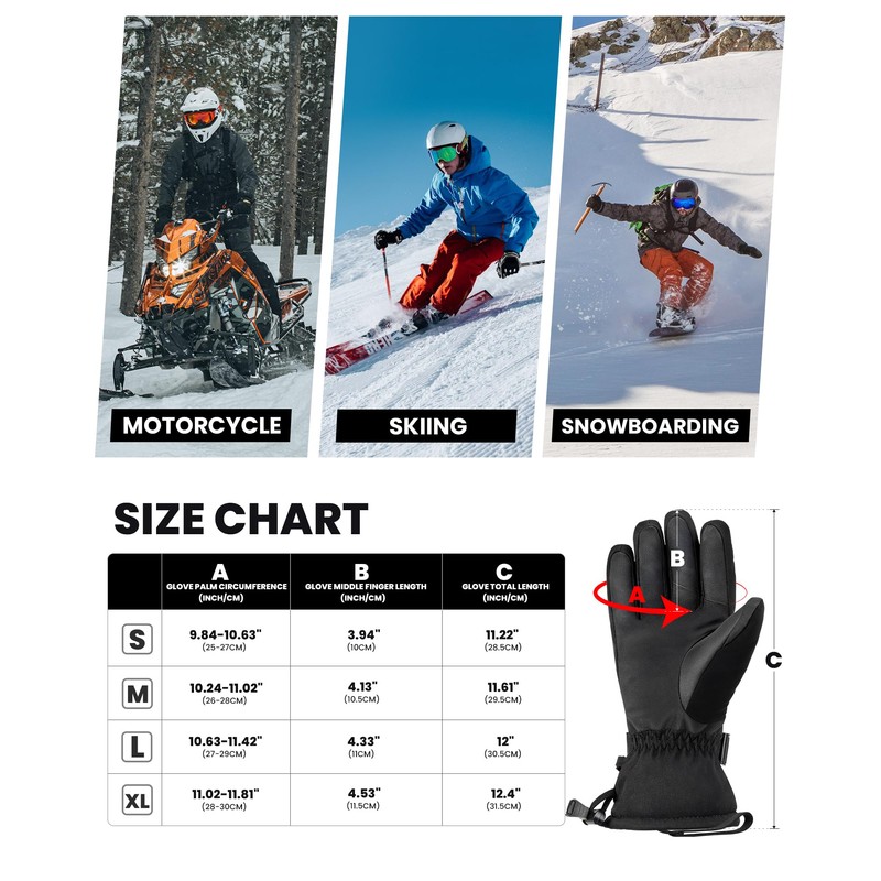 OutdoorMaster OutdoorMaster Ski Snow Gloves for Women & Men, 3M