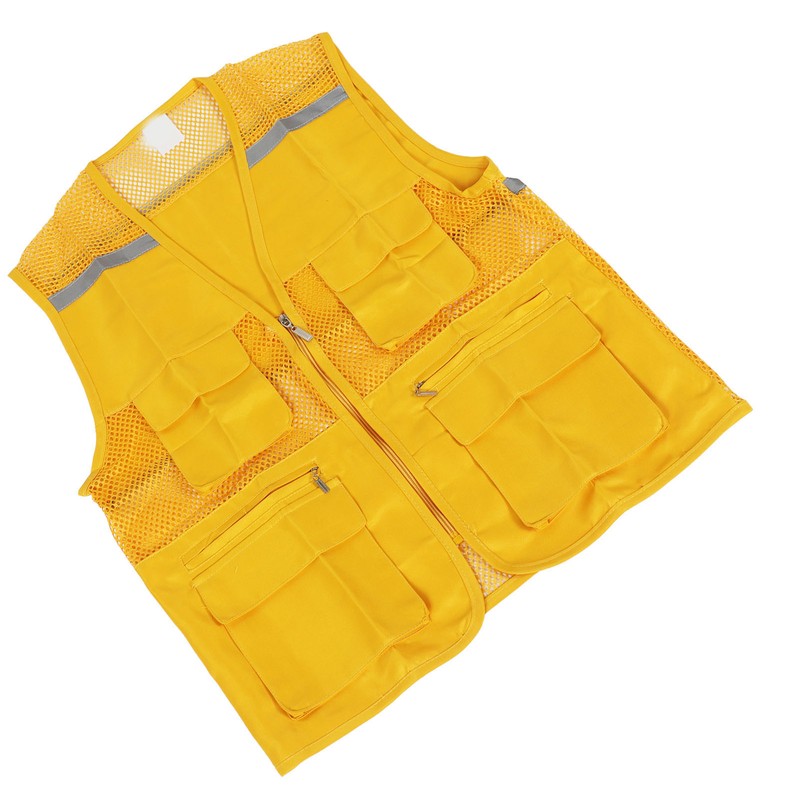 Volunteer Vest for Event Work Clothes with Multi Pockets Yellow