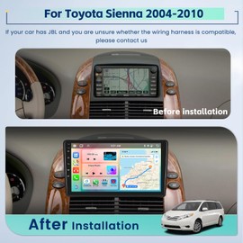 5Ghz WiFi 8Core 4G+64G Android 15 Radio for Toyota Sienna 2004-2010 Car Stereo with Wireless Carplay Android Auto,5.0 Bluetooth,EQ DSP,9inch IPS Touchscreen,GPS,FM/RDS SWC AHD Backup Camera MIC