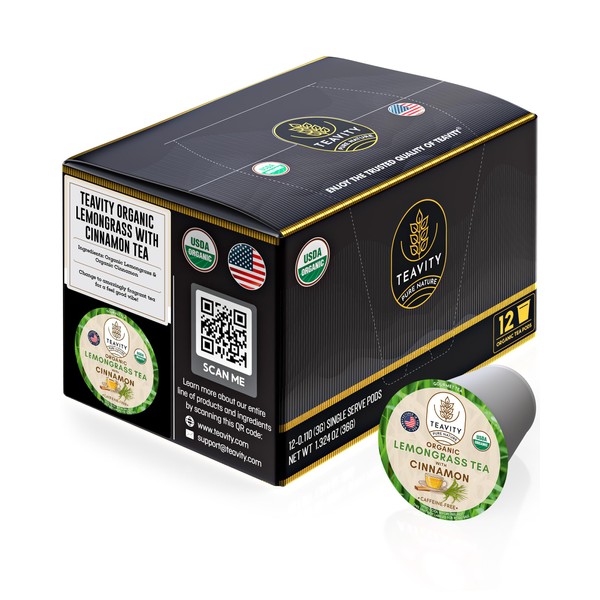 Organic Lemongrass and Cinnamon Tea Pods for Keurig - Naturally