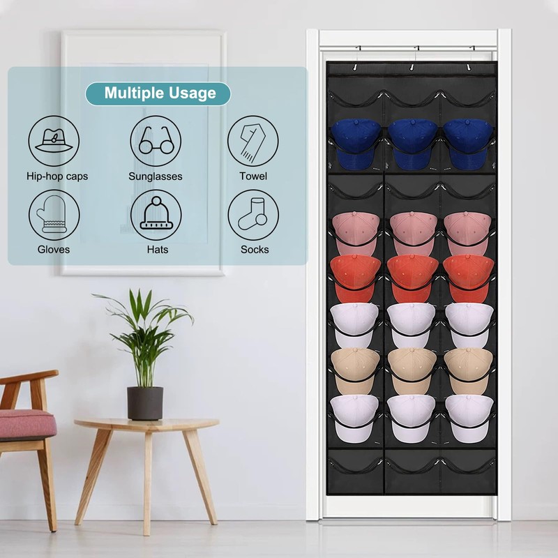 xocome Baseball Cap Holder Foldable Cap Holder Wall with 27