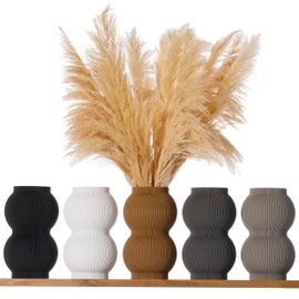 3D Vase Danna Decorative Vase XL 38 cm Floor Vase Decorative Vase Pampas Grass Dried Flowers (Black)