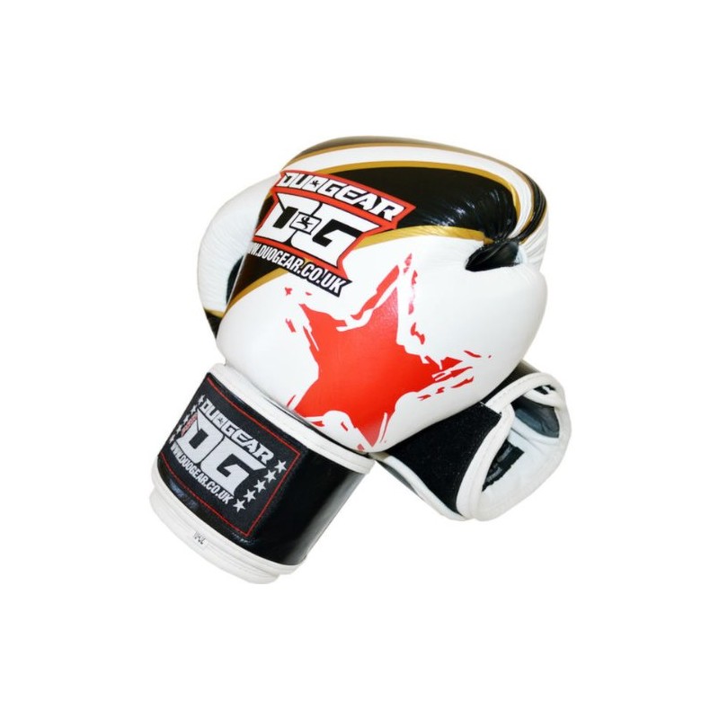 10oz WHITE 'S and S' LEATHER MUAY THAI KICKBOXING BOXING