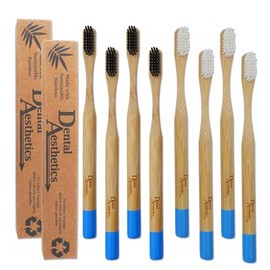 Bamboo Toothbrushes x 12 ~ Bulk Pack Adult Medium Bristles, Eco (Black & White)