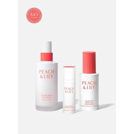Peach & Lily Glass Skin Radiance Trio Bundle - Includes Veil Mist, Refining Serum, & Water-Gel Moisturizer for Hydrated & Radiant Skin