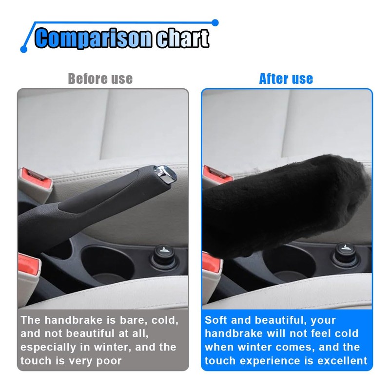 2PCS Plush Car Gear Shift Knob Cover & Handbrake Cover,