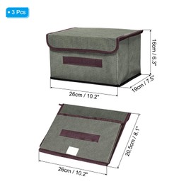 PATIKIL Fabric Collapsible Storage Bin 10.2 x 7.5 x 6.3 Inch, 3 Pcs Foldable Storage Box Cube with Lids and Handle Organizer Container for Home Bedroom Closet Clothes, Grey