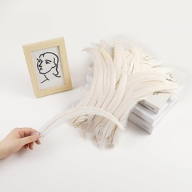 Holmgren Off-White Rooster Tail Feathers - 60pcs 12-14inch Large Rooster Tail Feathers Bulk for DIY Crafts, Wedding Party Performances Christmas Decoration（Off White)