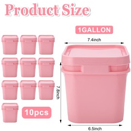 Suzile 2.2 Gallon Square Bucket with Lid Food Grade Plastic Bucket 10L Utility Industrial Pail with Handle Container for Food Oil Tub Water Fishing Paint House Cleaning Car Washing (Pink,10pcs)