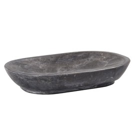 Creative Home Charcoal Marble Stone Curvy Collection Bar Dish, Soap Tray Holder, 5-5/8" x 3-3/4" x 3/4" H