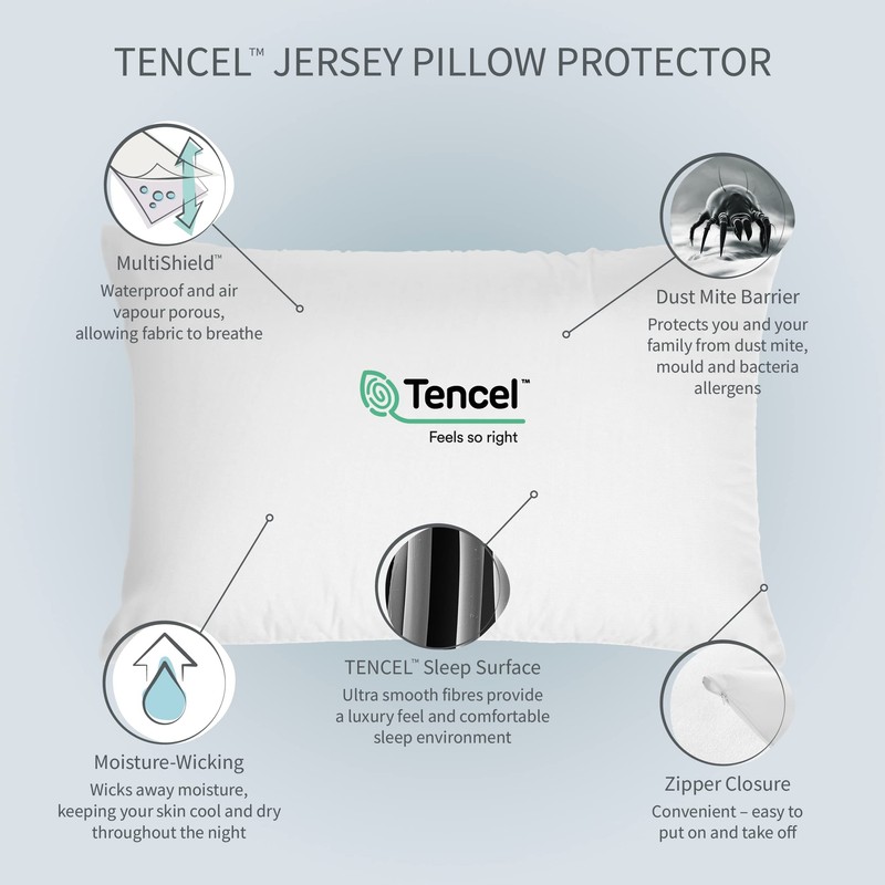 Opossum by Protect-A-Bed Tencel Jersey Waterproof Pillow Protector, Standard Size