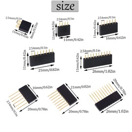 Ruibapa 78 PCS 2.54mm Male and Female Pin Header Connector Assortment Kit Includes 9PCS Breakaway Pin Header and 69pcs Stackable Shield Header PCB Board Pin Header