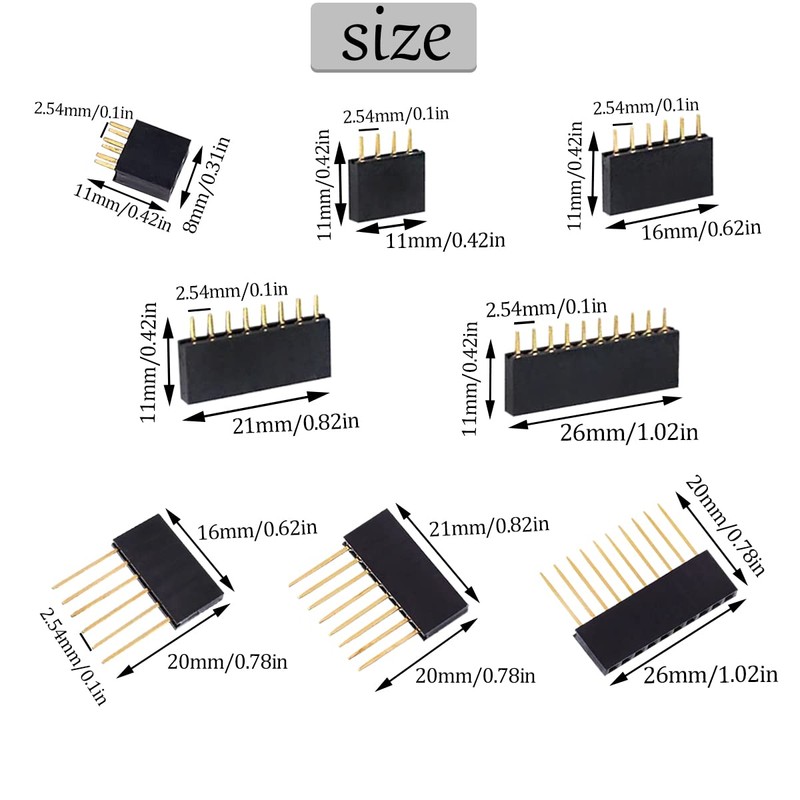 Ruibapa 78 PCS 2.54mm Male and Female Pin Header Connector