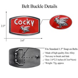BBOTEN Cocky Rooster Western Belt Buckle, Red, Large
