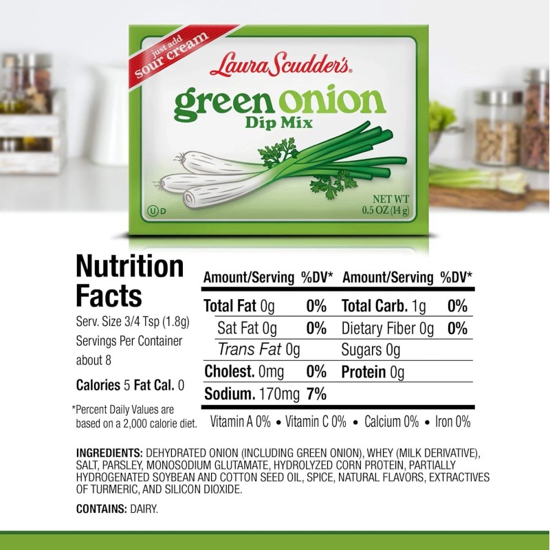 Laura Scudders Green Onion Dry Dip Mix, Great For Vegetables,