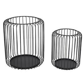 Cage Candleholder Set Matte Black Metal Cylinder Modern Simple Bird Cage Candles Holder for Cafe Dining Tables Mantels