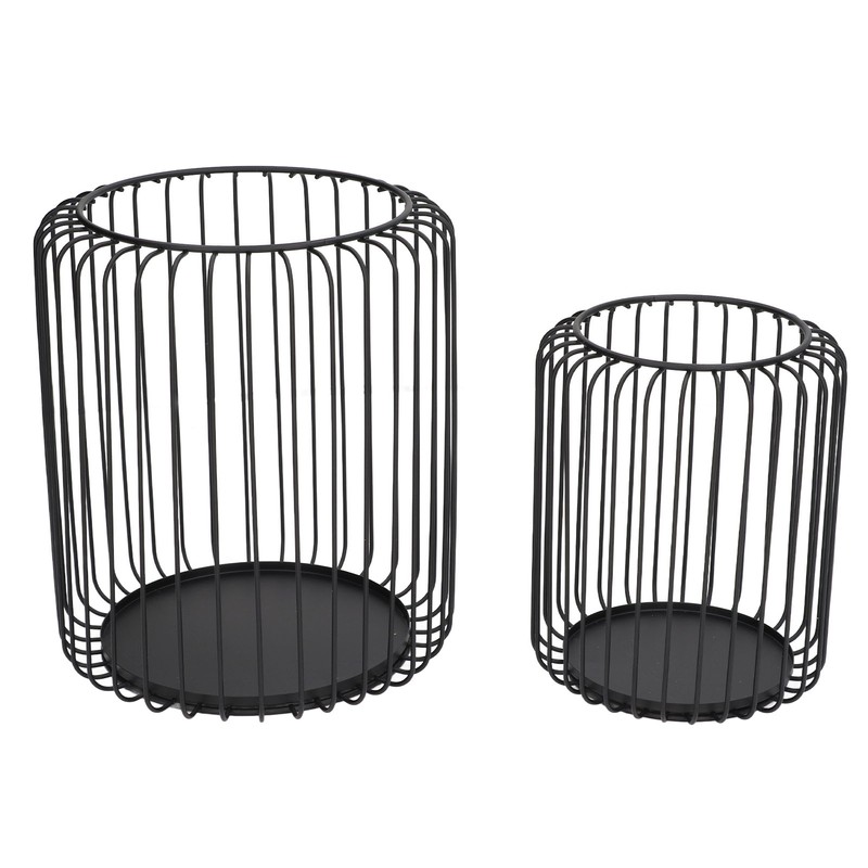 Cage Candleholder Set Matte Black Metal Cylinder Modern Simple Bird