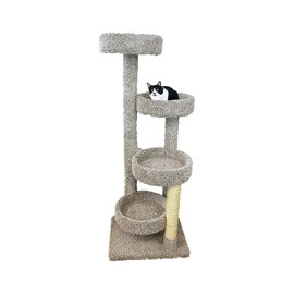 Maykoosh Rustic Romance Large Cat Stairway Neutral Color Solid Wood Cat Playground, Modern Multi-Level Cat Tree Tower for Indoor Cats, 24" L x 20" W x 65" H Neutral