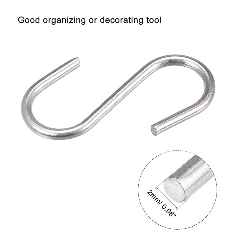 sourcing map S Hooks 1.18 Inch Long Stainless Steel Hanger