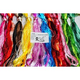 (100pcs) - 2500 Silk Art China Natural 100% Mulberry Silk Floss Handmade Embroidery Woven Jewellery Threads DIY Kits 100 Colours 200m SIX001 (100pcs)