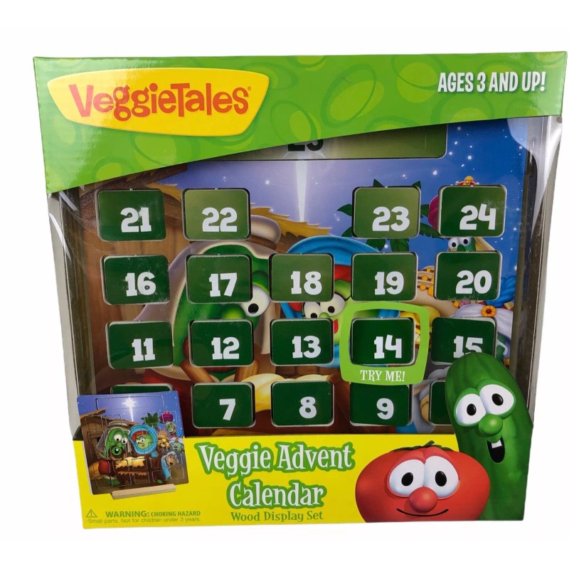 VeggieTales Veggie Advent Calendar Wood Display Religious Countdown Christmas