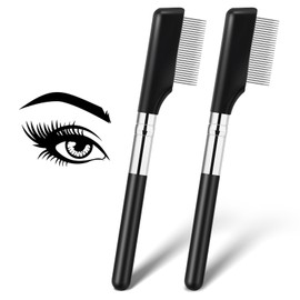 2 Pcs Metal Eyelash Combsand Separator, Eyelash Brush Tool Eyebrow Grooming Eye Brushes with Metal Teeth Curler Eye Makeup Applicator for Women