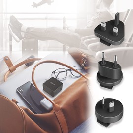 LogiLink GaN (Gallium Nitride) USB Fast Charge Travel Adapter 65W PD3.0+QC3.0 with Adapters for USA, Canada, Europe, Australia and Many Other Countries/Regions