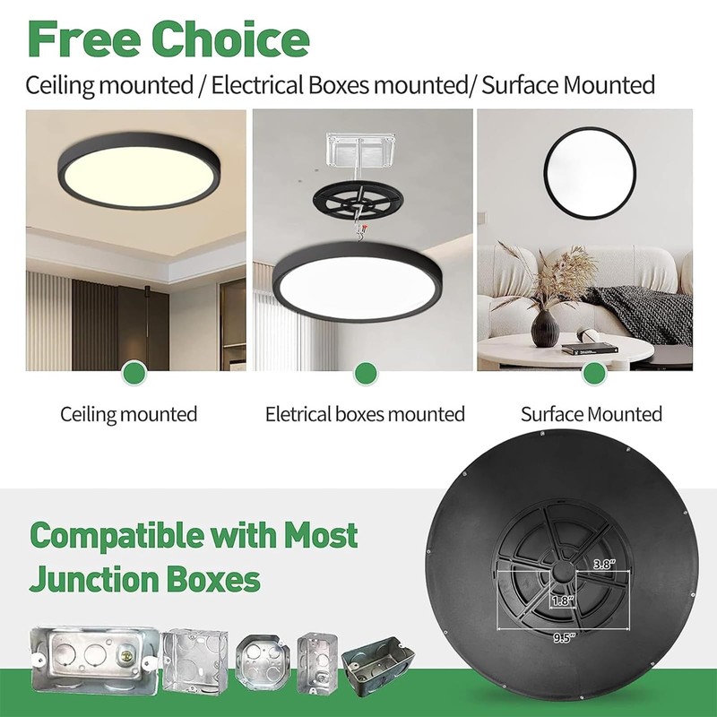 20 Inch Large LED Flush Mount Ceiling Light with Remote,40W,4350LM,3000K-6000K