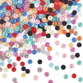 GORGECRAFT 1 Box 360Pcs 12 Colors Mini Resin Buttons 0.12inch/3mm 2 Hole Super Tiny Micro Round Sewing Decorative Button for Scrapbooking Garment Doll DIY Crafts Apparel Accessories