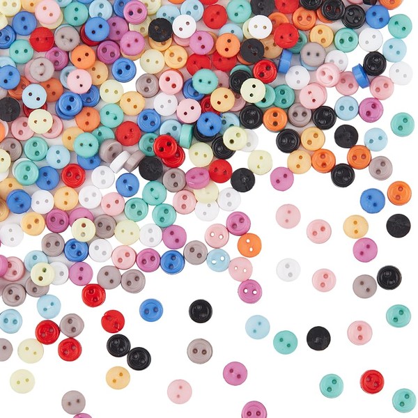GORGECRAFT 1 Box 360Pcs 12 Colors Mini Resin Buttons 0.12inch/3mm