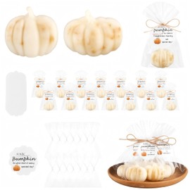 Leelosp 20 Sets Pumpkin Baby Shower Favors,Honey Oatmeal Soap,include 20 Pumpkin 20 Thanks Cards 20 Gift Bags with String for Fall Thanksgiving Bridal Shower Wedding Autumn Party Guest Gifts