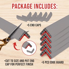 Rubber Bond Wall Corner Guard Edge Protector, 1x1x36 inch Baby Proofing Corner Guards | Self-Adhesive Furniture Edge Strips for Home & Office (5 Pack, Gray)