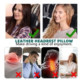 Ywooon Car Neck Pillow, Soft Car Neck Pillow for Drivers, Neck Support with Adjustable Strap, Universal Fit Neck & Spine Rest Pillow for Travel/Office/Home, 1 Piece, Black