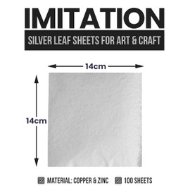 100 Imitation Silver Leaf Sheets 14 x 14 cm Silver Leaf for Art, Gilding, Crafting, Paintings, Home Furniture Decoration, Nail & DIY Arts Projects