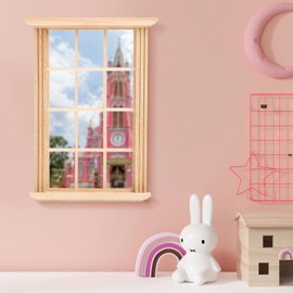 NUOBESTY 2pcs Miniature Wooden Window Frame 1/12 Scale Dollhouse Window Model DIY Fairy House Furniture Accessories