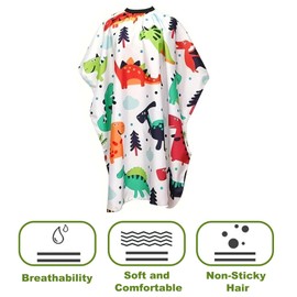 BSITSSS Kids Barber Apron Full Length Cape Unisex Professional Hairdressers Gown with Cartoon Dinosaur, Adjustable Haircut Cape for Children Kids Adults Salon Barber Supplies, 120 * 80cm