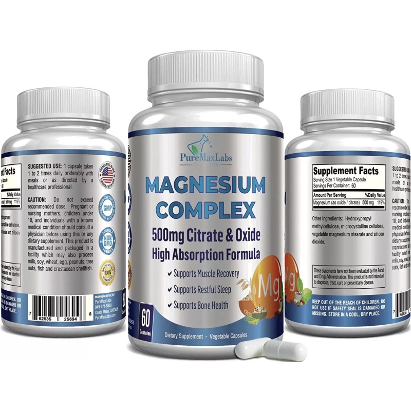 Magnesium Citrate Citrato de Magnesio 500 mg puro Citrato de