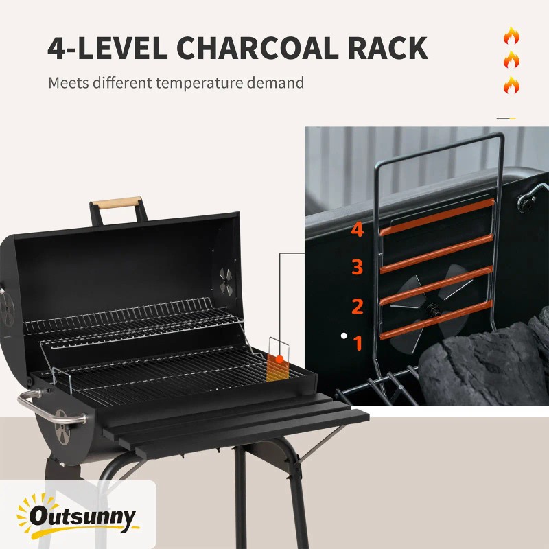 30-Inch Portable Charcoal Barbecue Grill with Wheels for Outdoor Camping
