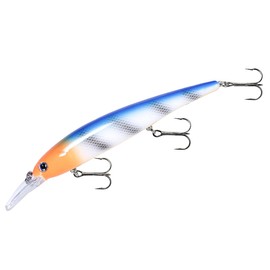 BANDIT LURES Walleye Minnow Jerkbait Fishing Lure, Shallow (Trolls to 12') White Blue Orange Head 4.75 Inch, 5/8 Ounce