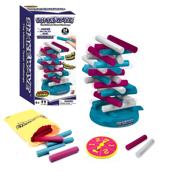 Shakewave - The Ultimate Stacking Blocks Game Challenge. Stack Rollers to Build A Tower As High As Possible On A Rotating Base Without Causing It to Collapse! Promotes Hand-Eye Coordination & Balance.